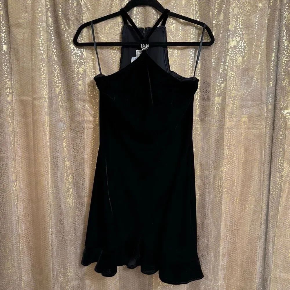 Jessica McClintock Gunne Sax Vintage 90's Black Velvet Mini Dress 5/6